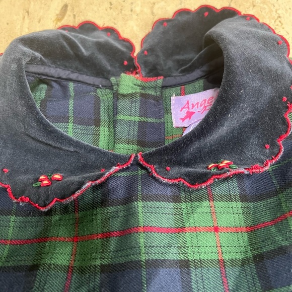 Vintage Angel Fish Velvet Collared Flannel Dress Girls Size Small - Picture 3 of 8